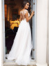 Cap Sleeve Ivory Tulle Butterfly Keyhole Back Wedding Dress